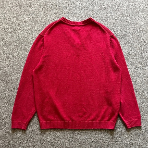 Vintage LL Bean Red V Neck Pullover Sweater Mens Size XL 100% Cotton Long Sleeve - Picture 6 of 12